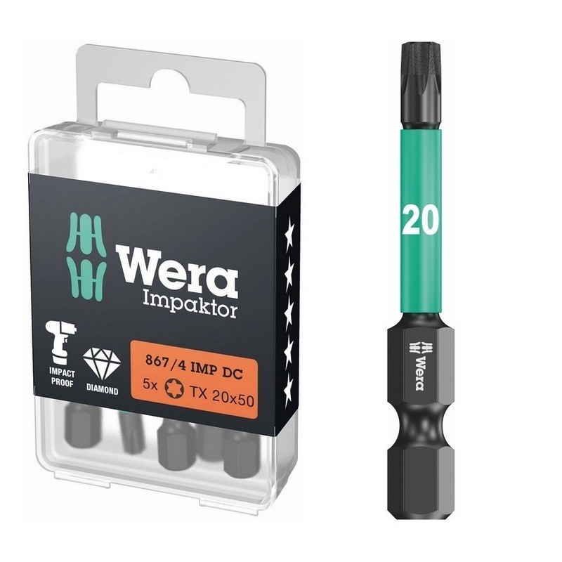 Wera 867/4 IMP DC Torx Bits Uç 50mm TX20 5 Adet 05057664001