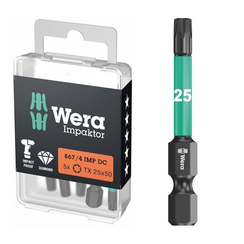 Wera 867/4 IMP DC Torx Bits Uç 50mm TX25 5 Adet 05057665001