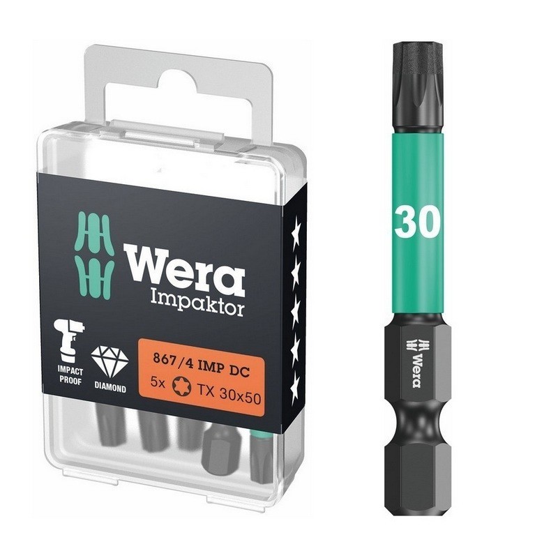 Wera 867/4 IMP DC Torx Bits Uç 50mm TX30 5 Adet 05057666001