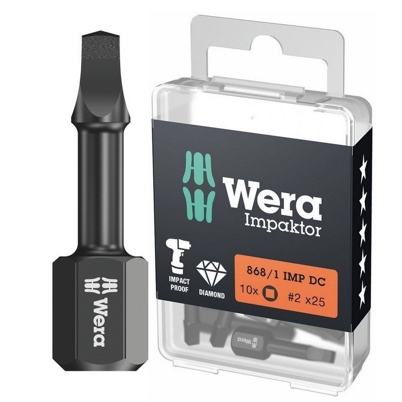 Wera 868/1 IMP DC Kare Bits Uç R2x25mm 10 Adet 05057631001