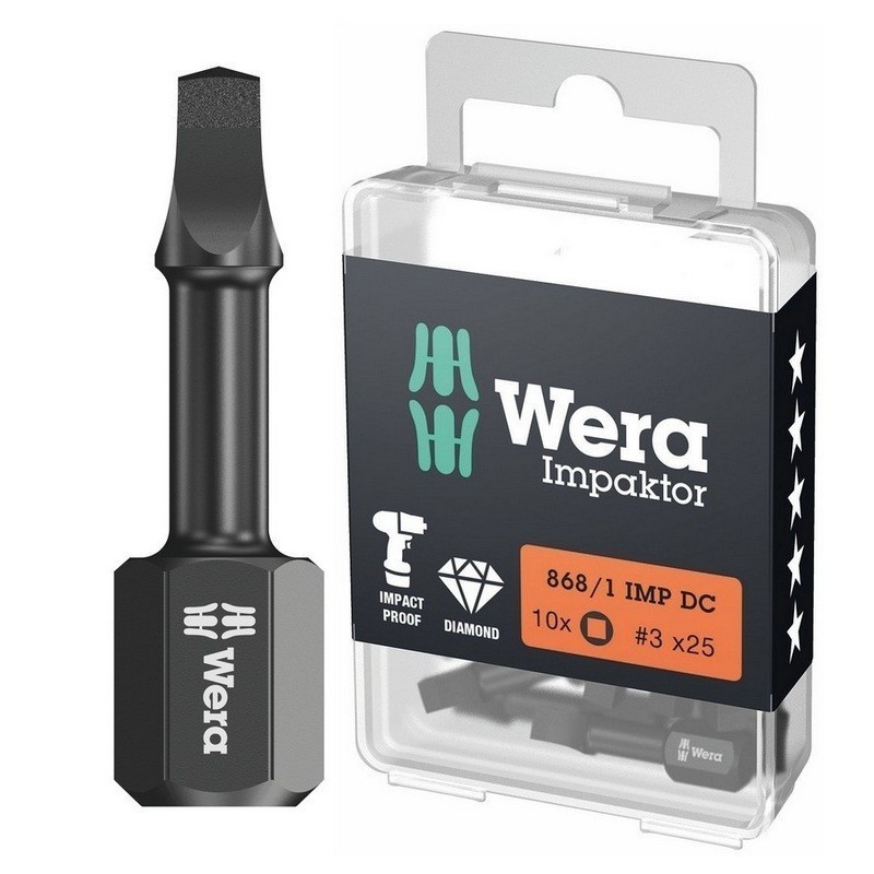 Wera 868/1 IMP DC Kare Bits Uç R3x25mm 10 Adet 05057632001