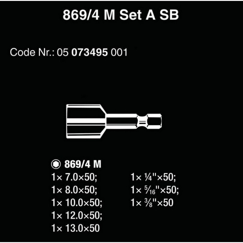 Wera 869/4 M Nutsetter Bits Bağlantılı Lokma Seti Mıknatıslı 8P 05073495001