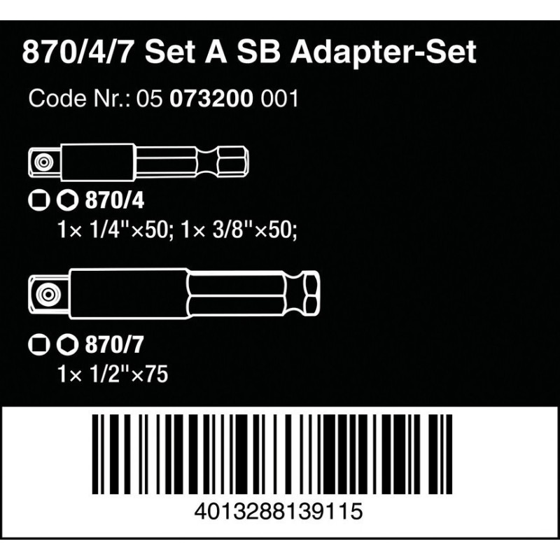 Wera 870/4/7 Bits Lokma Çevirici Seti 05073200001