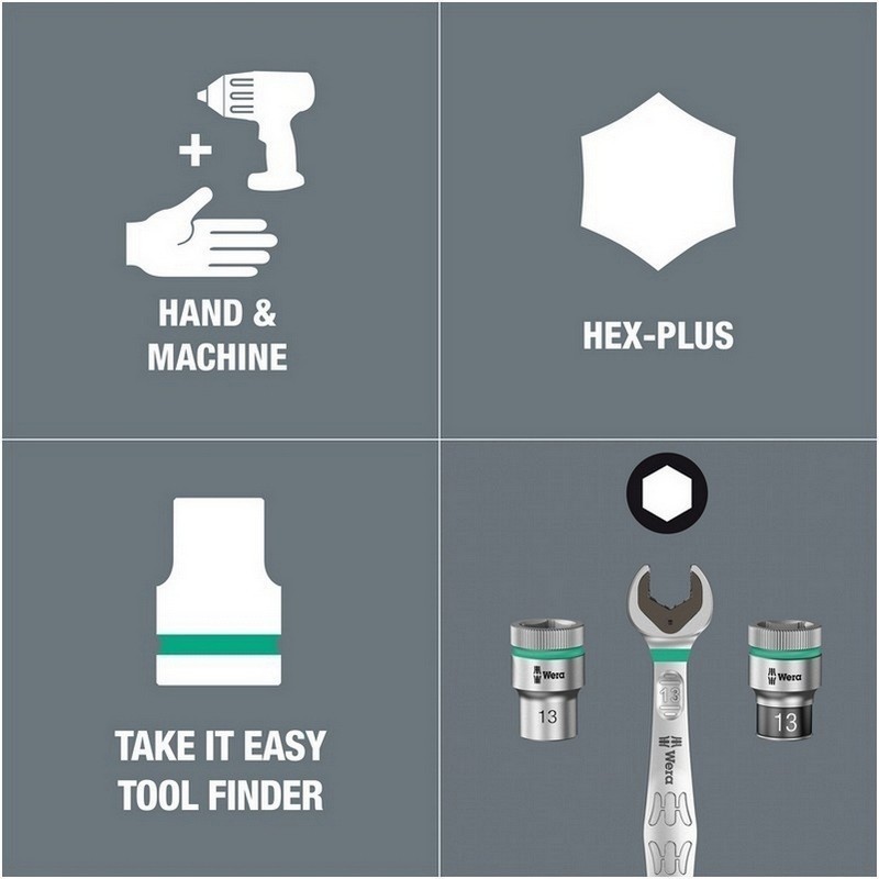 Wera 8740 A HF Zyklop 1/4" Lokma HexPlus Bits 28mm 9/64" 05003384001