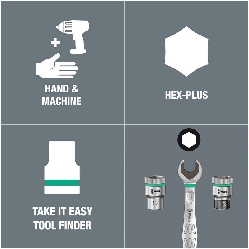 Wera 8740 A HF Zyklop 1/4" Lokma HexPlus Bits 28mm Set 05003881001