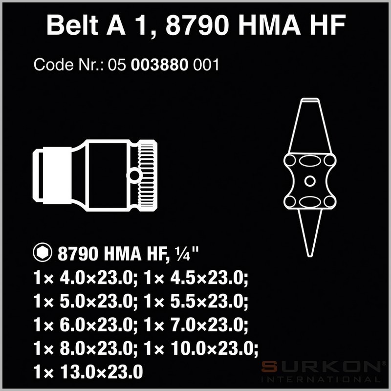 Wera 8790 HMA HF Zyklop 1/4" Lokma Seti Belt A1 05003880001