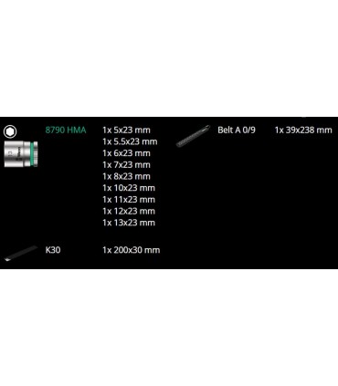 Wera 8790 HMA Zyklop 1/4" Lokma Seti Belt A4 05003883001