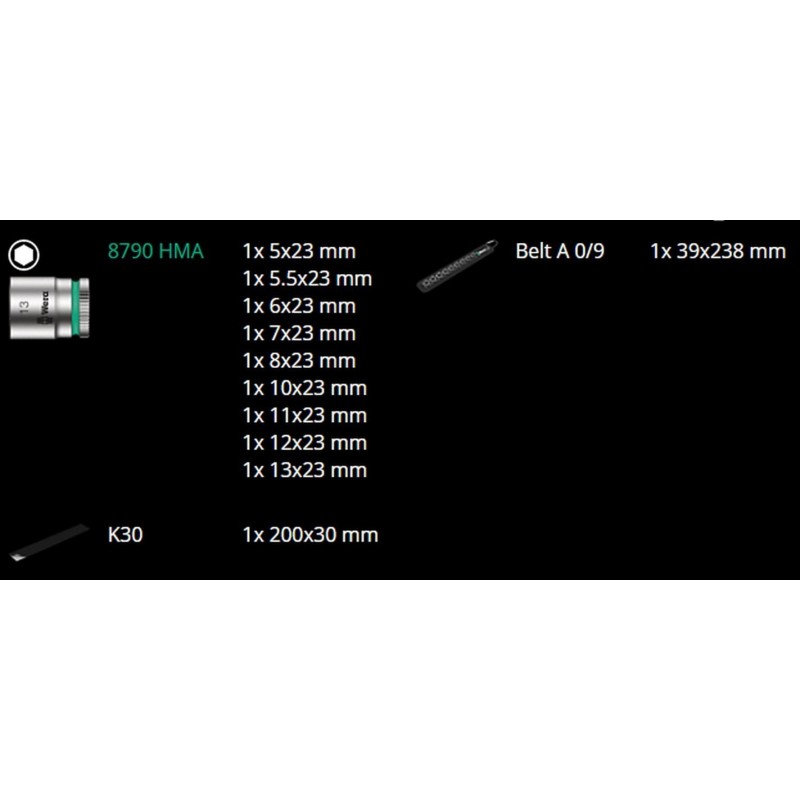 Wera 8790 HMA Zyklop 1/4" Lokma Seti Belt A4 05003883001
