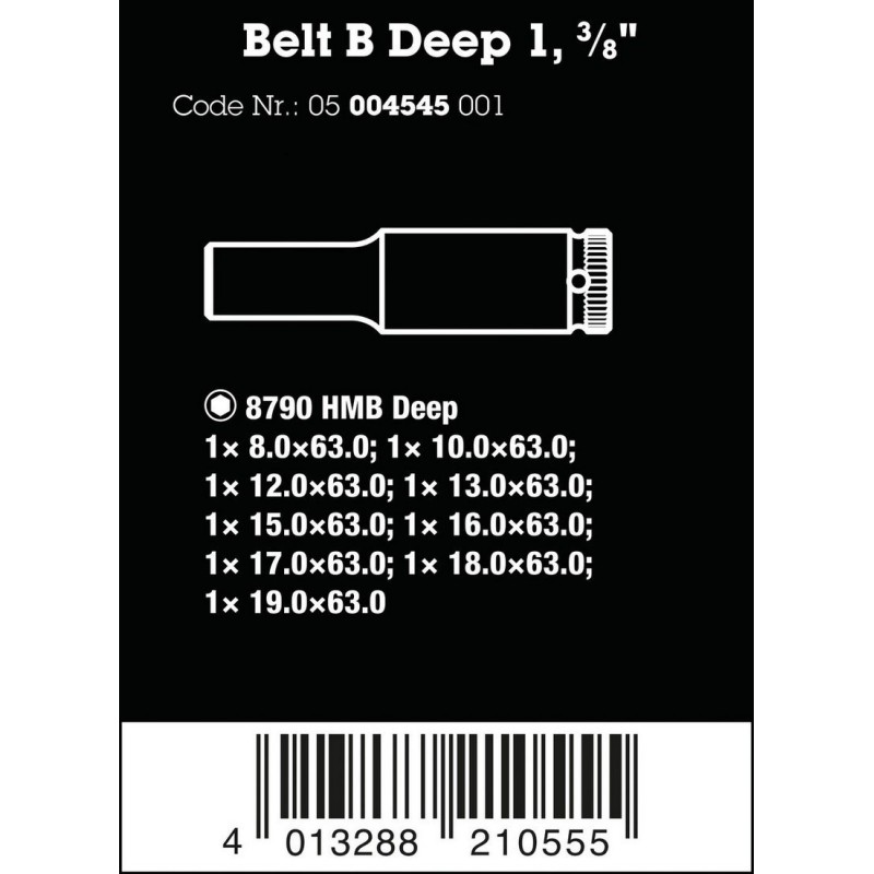 Wera 8790 HMB Belt B 3/8" Derin Lokma Set 1 05004545001