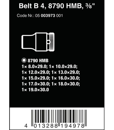 Wera 8790 HMB Zyklop 3/8" Lokma Seti Belt B4 05003973001