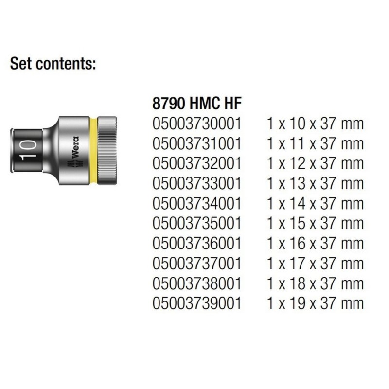 Wera 8790 HMC HF Zyklop 1/2" Lokma 37mm Set1 05004203001