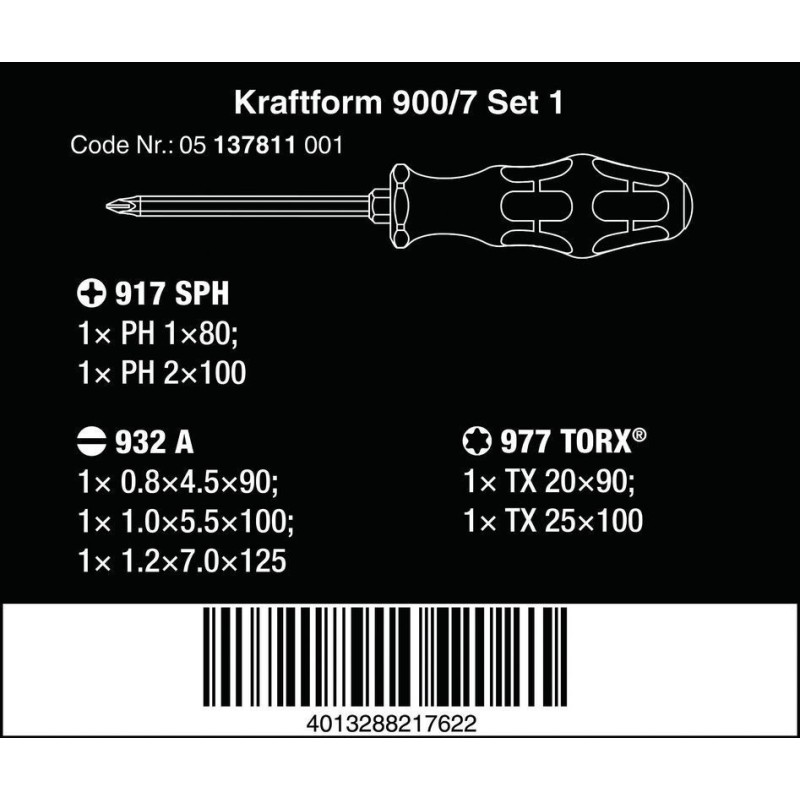Wera 900 Chiseldriver Keski Tornavida 7li Set 1 05137811001