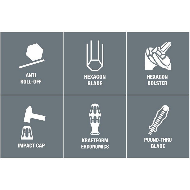 Wera 900 Darbeli Vida Sökücü Keski Tornavida Seti 05018110001