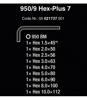 Wera 950/9 BM HexPlus 7 Blacklaser Alyan Anahtar Seti 05021737001