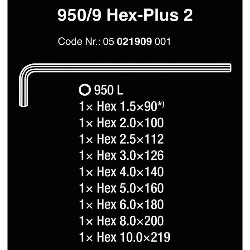 Wera 950/9 HexPlus 2 Krom Kaplı Alyan Anahtar Seti 05021909001