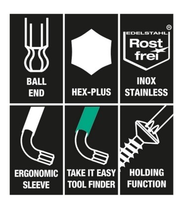 Wera 950/9 L HF HexPlus Krom Uzun Alyan Seti 05022130001