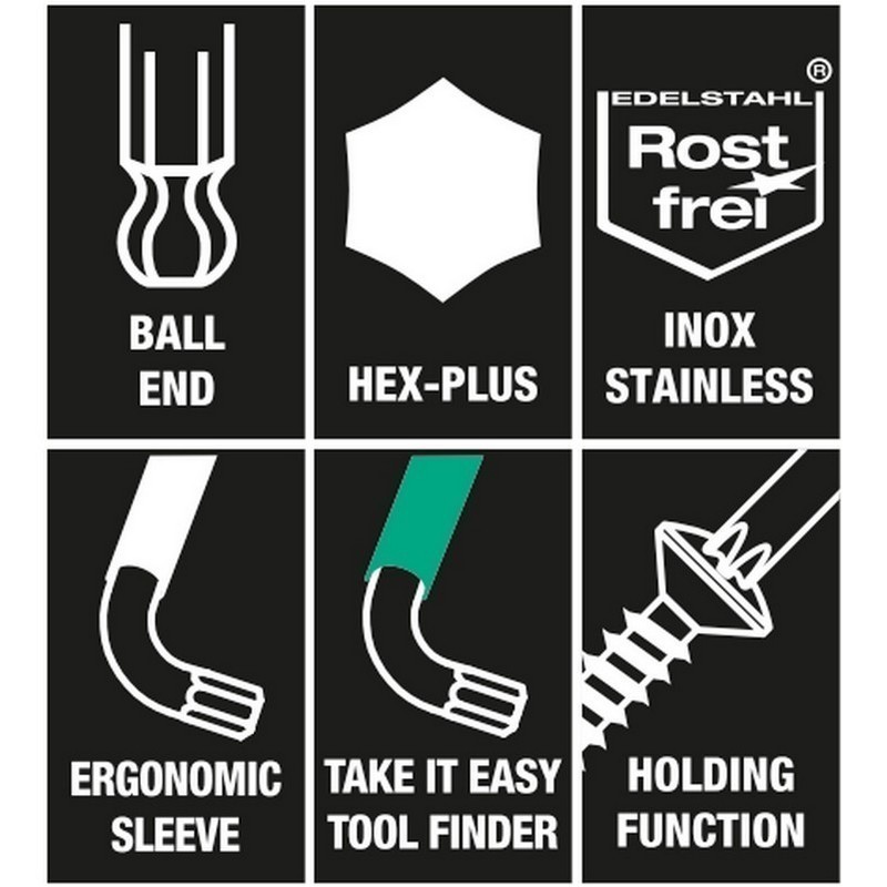 Wera 950/9 L HF HexPlus Krom Uzun Alyan Seti 05022130001