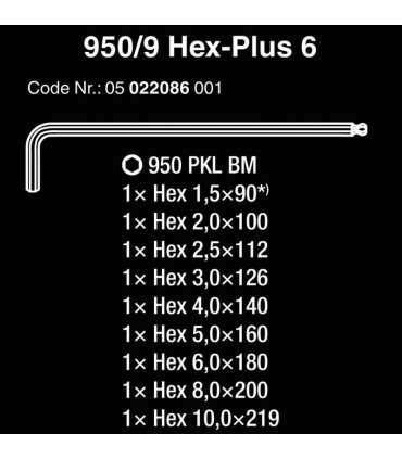 Wera 950/9 PKL BM HexPlus Blacklaser Topbaş Alyan Seti 05022086001
