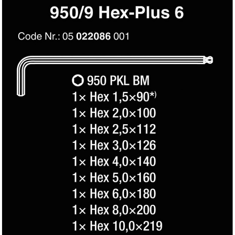 Wera 950/9 PKL BM HexPlus Blacklaser Topbaş Alyan Seti 05022086001