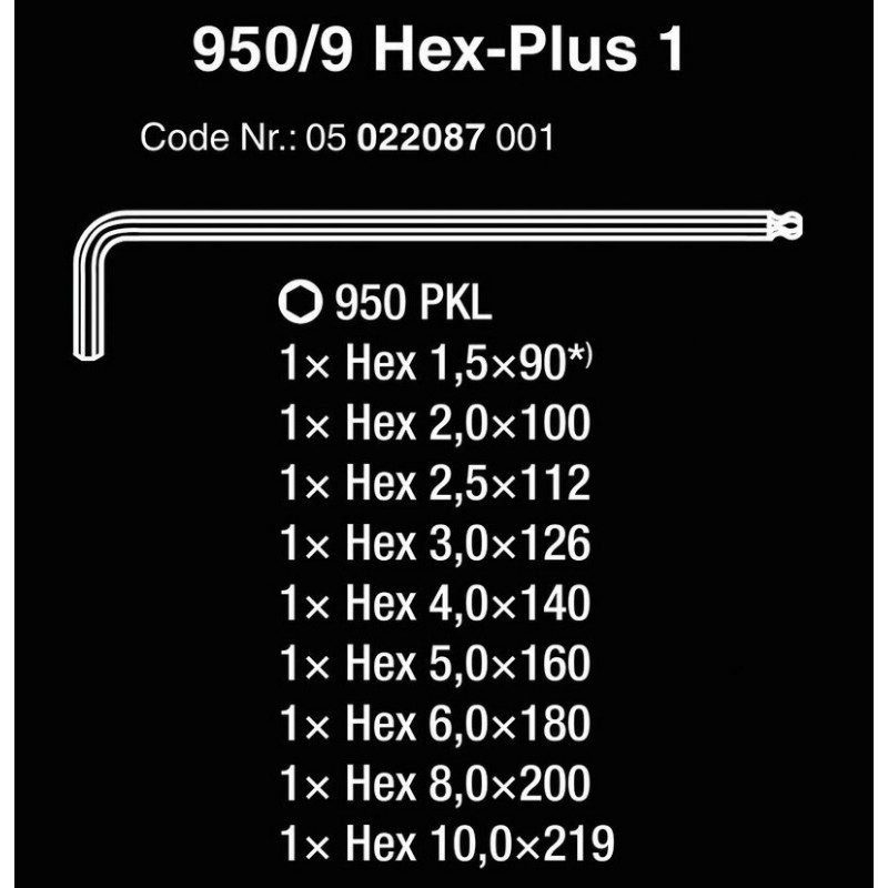 Wera 950/9 PKLS Hexplus Krom Topbaş Alyan Seti 05073594001