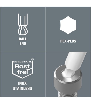 Wera 950/9 PKS HexPlus Krom Topbaş Alyan Kısa Set 05133163001