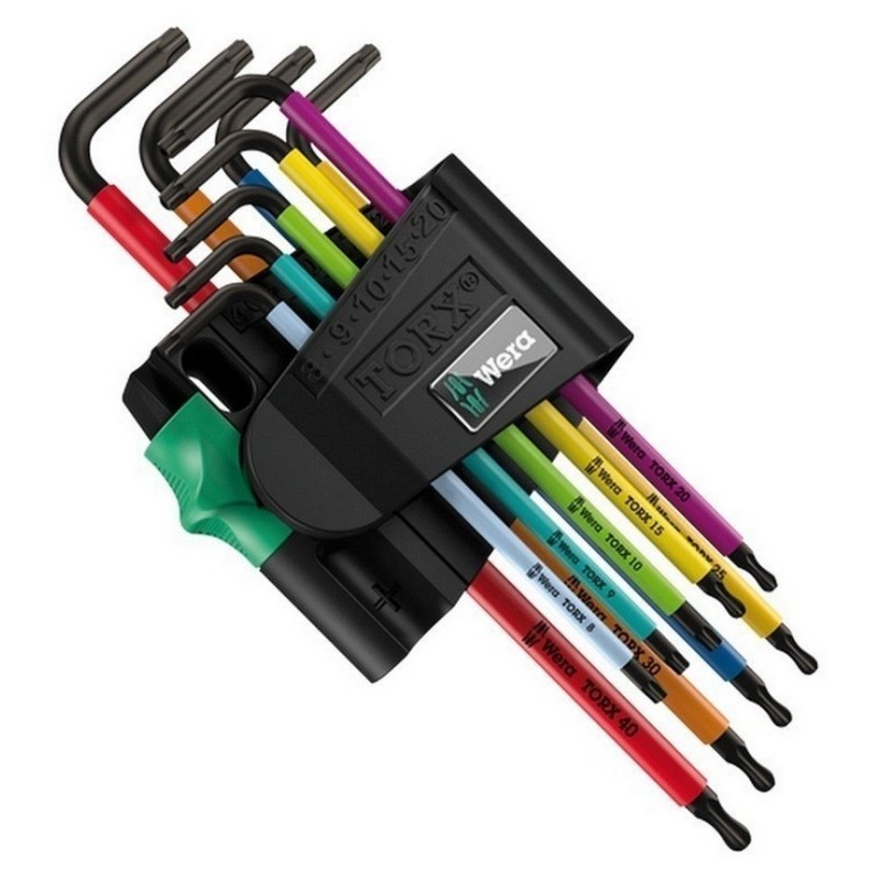 Wera 967/9 SPKL SB Delikli Torx BO Renkli Mıknatıslı Topbaş Allen Anahtar Seti Kısa 05073599001