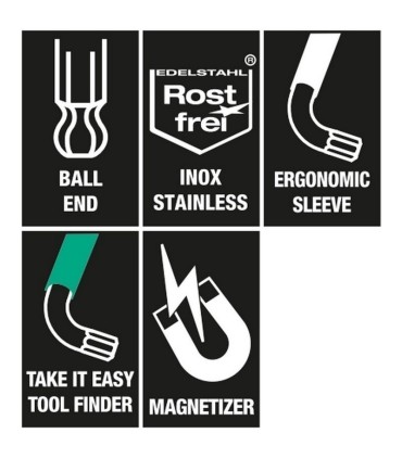 Wera 967/9 SPKL SB Delikli Torx BO Renkli Mıknatıslı Topbaş Allen Anahtar Seti Kısa 05073599001