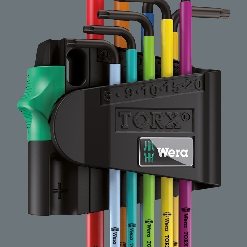 Wera 967/9 SPKL SB Delikli Torx BO Renkli Mıknatıslı Topbaş Allen Anahtar Seti Kısa 05073599001