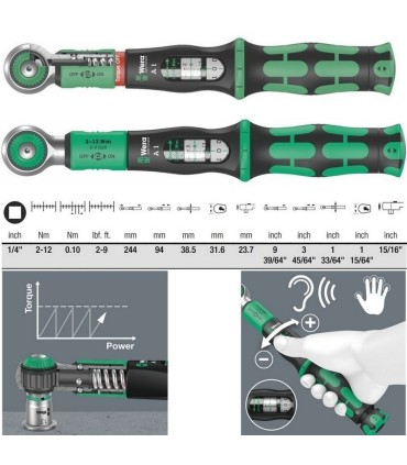 Wera Safe-Torque A1 Tork Anahtarı 2-12Nm Cırcır 1/4" Lokma 05075800001