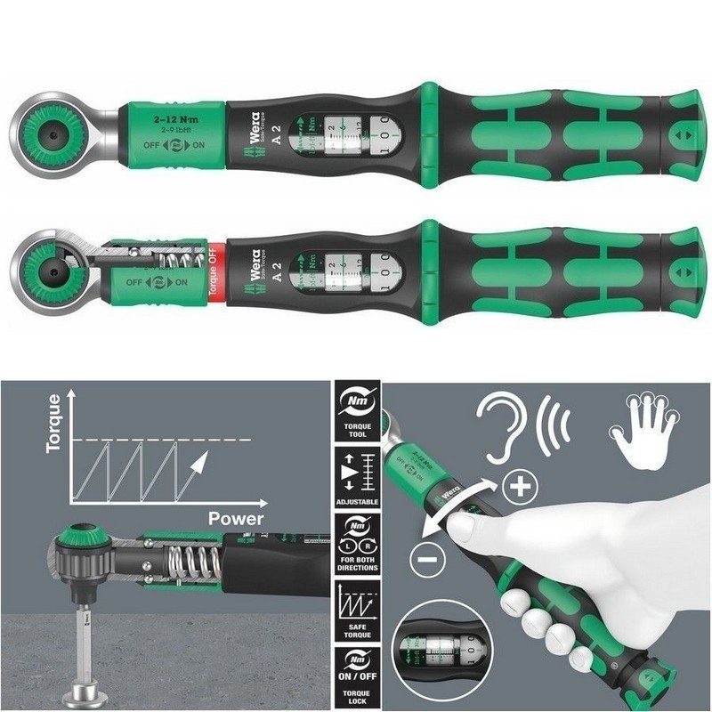 Wera Safe-Torque A2 Tork Anahtarı 2-12Nm Cırcır 1/4" Bits 05075801001