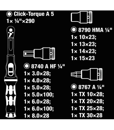 Wera Click-Torque A5 Torkmetre Seti 2,5-25Nm Cırcır 1/4" Lokma 05004180001