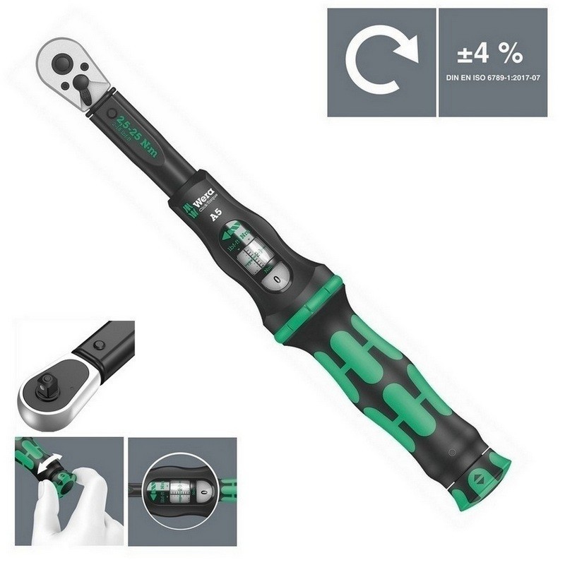 Wera Click-Torque A5 Tork Anahtarı 2,5-25Nm Cırcır 1/4" Lokma 05075604001