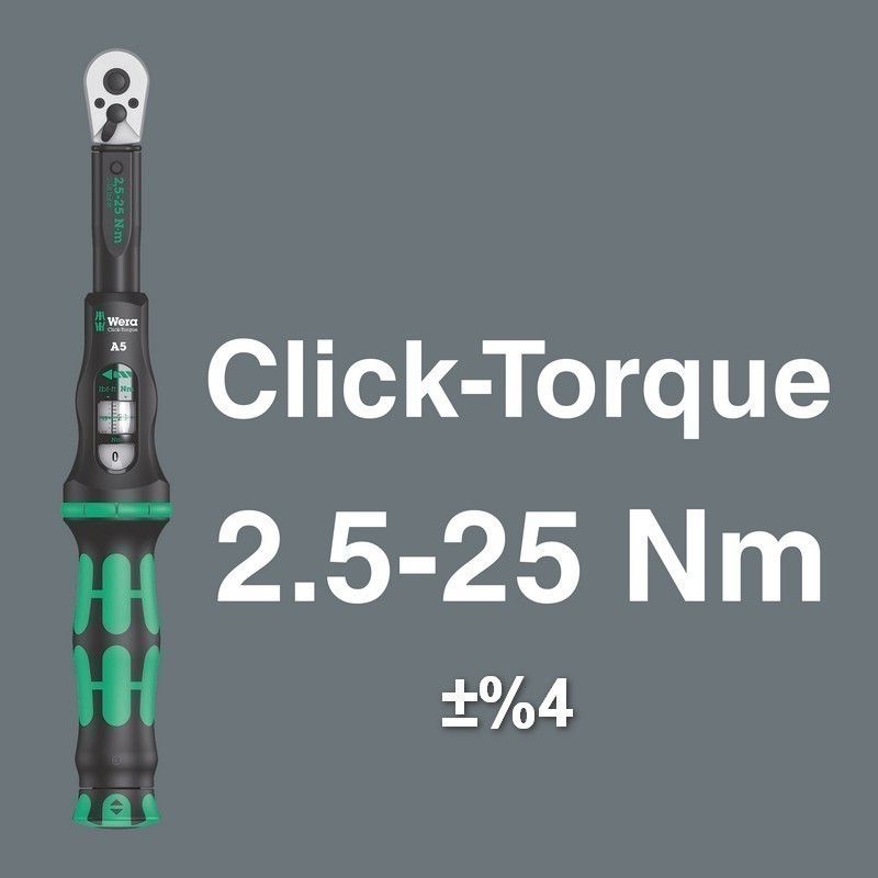 Wera Click-Torque A5 Tork Anahtarı 2,5-25Nm Cırcır 1/4" Lokma 05075604001