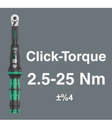 Wera Click-Torque A6 Torkmetre Seti 2,5-25Nm Cırcır 1/4" Bits 05130110001