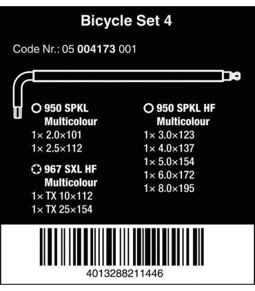 Wera Bisiklet 4 HexPlus Torx Allen Anahtar Seti 9P 05004173001