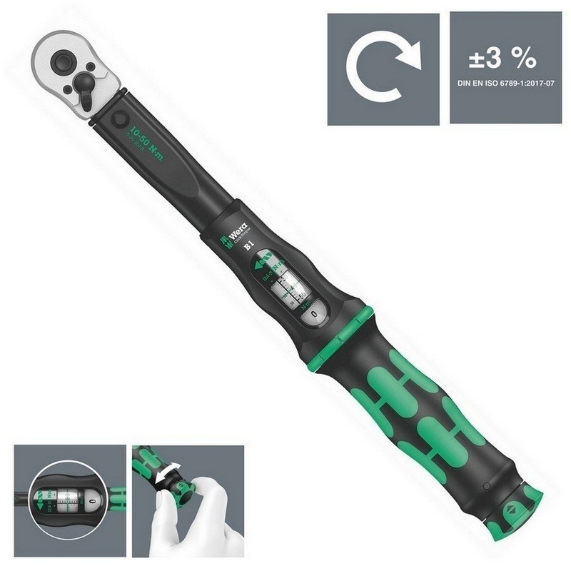 Wera Click-Torque B1 Tork Anahtarı 10-50Nm Cırcır 3/8" 05075610001