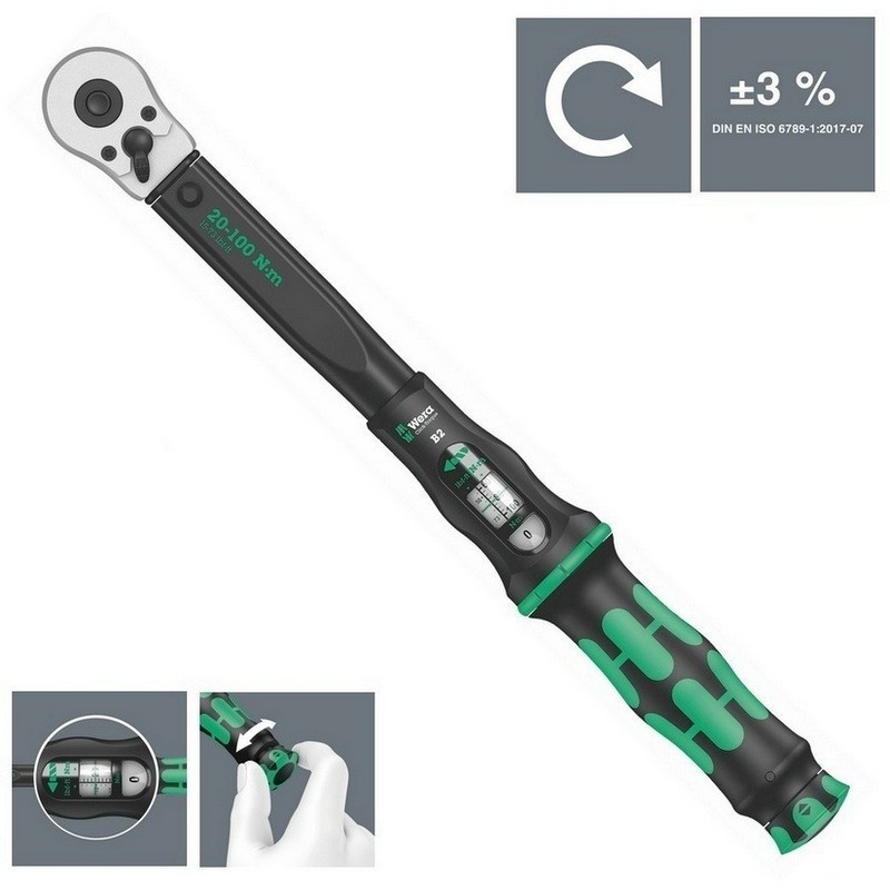 Wera Click-Torque B2 Tork Anahtarı 20-100Nm Cırcır 3/8" 05075611001