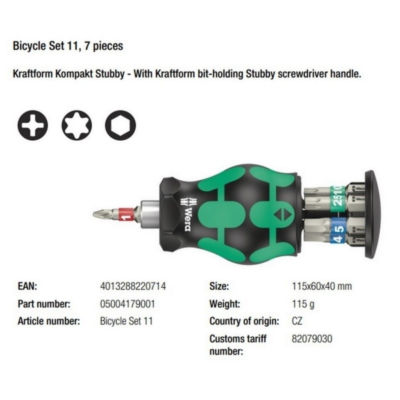 Wera Bisiklet Tamir Tornavida Bits Seti 11 05004179001