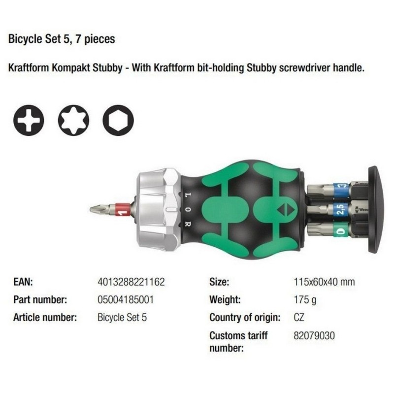 Wera Bisiklet Tamir Tornavida Bits Seti 5 05004185001