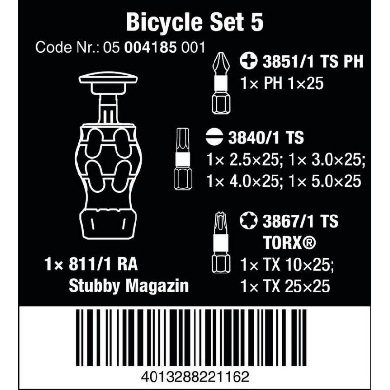 Wera Bisiklet Tamir Tornavida Bits Seti 5 05004185001