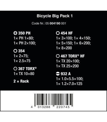 Wera Bisiklet Tamir Tornavida Seti 05004190001