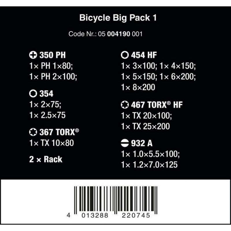 Wera Bisiklet Tamir Tornavida Seti 05004190001