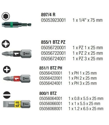 Wera Bit-Check 10 PZ Bitorsion 2 Bits Seti 05347153001