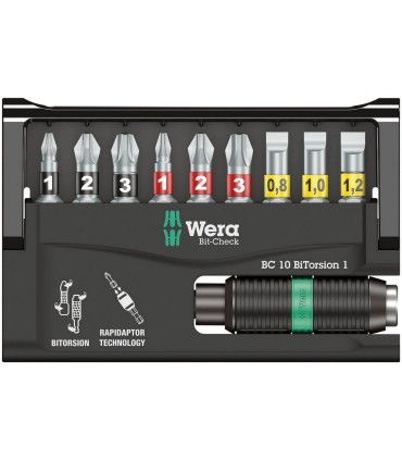 Wera Bit-Check 10 PZ Bitorsion 2 Bits Seti 05347153001