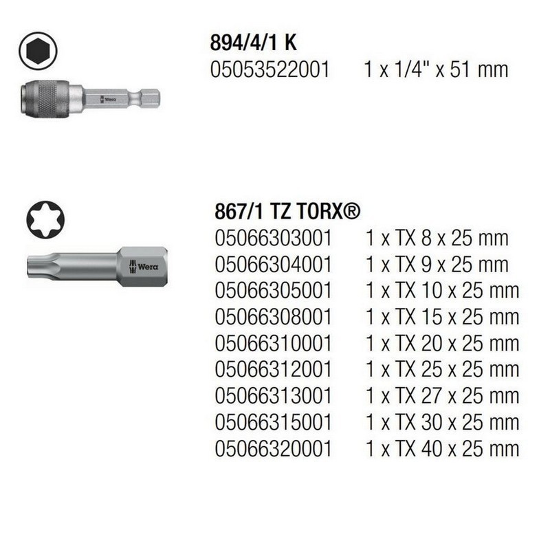 Wera Bit-Check 10 Torx Universal 1 Bits Seti 05056164001