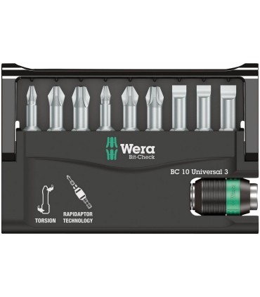 Wera Bit-Check 10 Universal 3 Bits Seti 05056375001