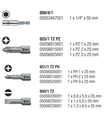 Wera Bit-Check 10 Universal 4 Bits Seti 05056159001