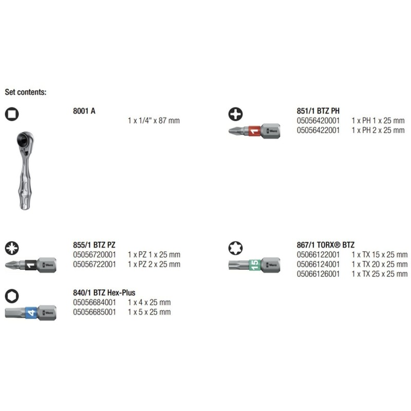 Wera Bit-Check 10 Zyklop Cırcırlı Bitorsion 1 Bits Seti 05057418001