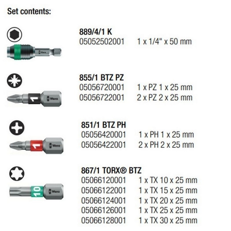 Wera Bit-Check 12 Bitorsion 1 Bits Seti 05057420001