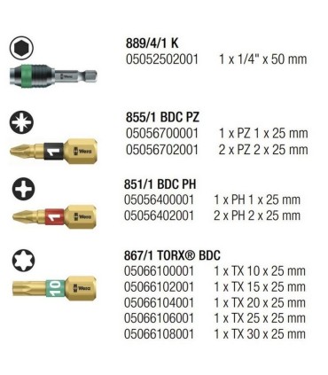 Wera Bit-Check 12 Diamond 1 Bitorsion Bits Seti 05057421001
